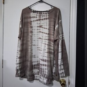 Lane Bryant Livi Active Grey and White Tie-Dye Sweatshirt Size 22/24